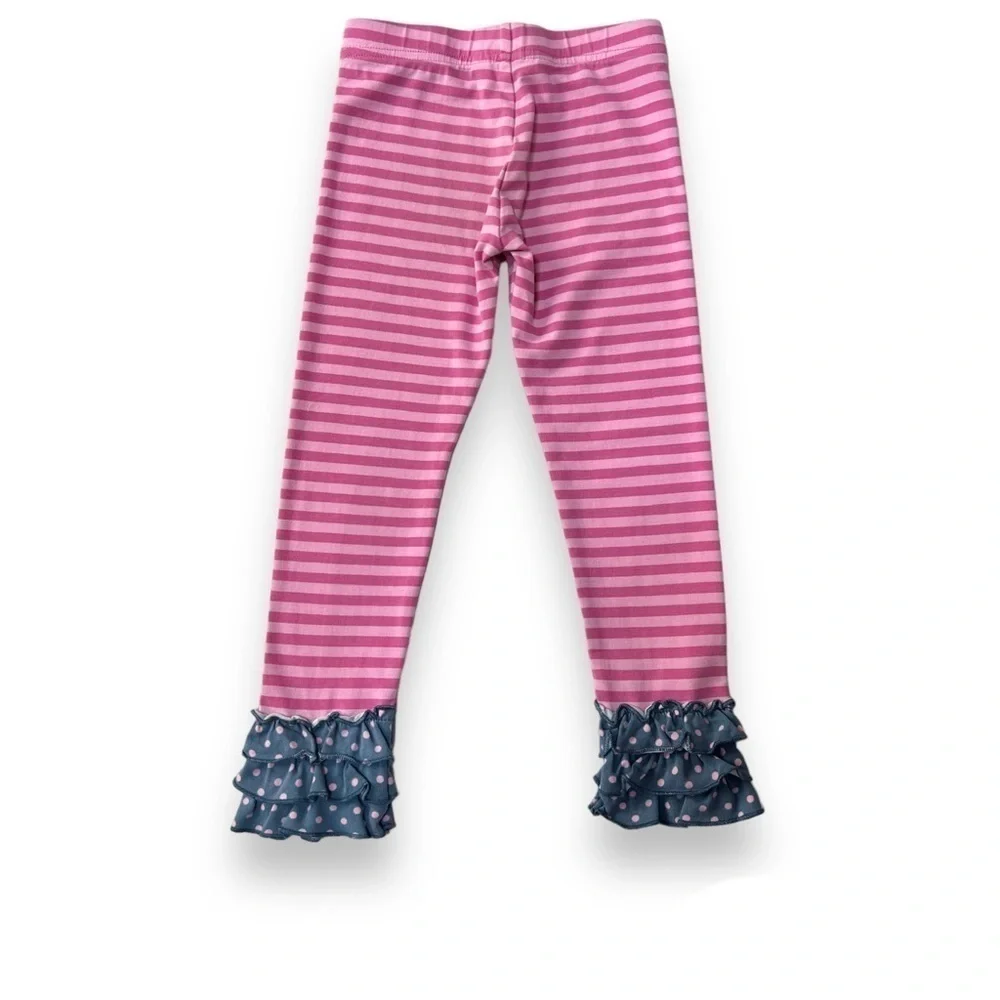 Matilda Jane Girls Size 4 Between The Pages Striped Ruffle Leggings Make Believe